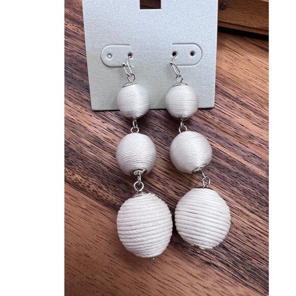 Modern White Ball Drop & Silver Tone Hoop Earrings 2 Pairs NEW! - Picture 2 of 7